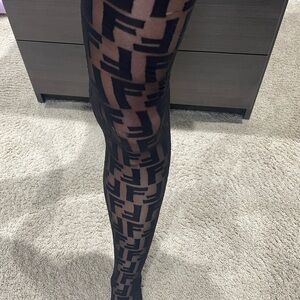 Fendi Black Textured Panty Hose